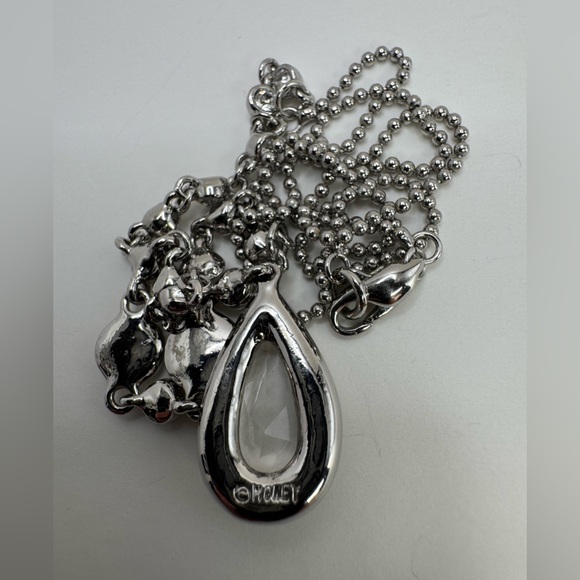 Monet Clear Rhinestone Y Drop Teardrop Necklace - Picture 8 of 9